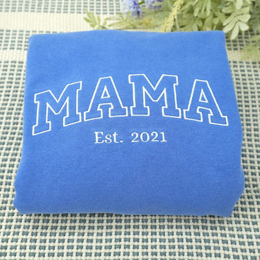 Comfort Colors® Custom Embroidered Mama Sweatshirt With Kids Names, Mama Sweatshirt Embroidered, Personalized Mimi, Momma, Mama...